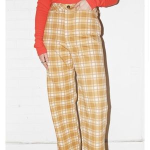 Citizen Vintage yellow tan plaid high waist trouser pant - small to medium - 6